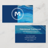 モノグラムエレガント2トーン深い青色結晶ブシン 名刺 (正面/裏面)