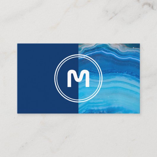 モノグラムエレガント2トーン深い青色結晶ブシン 名刺 (正面)