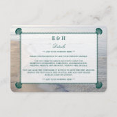 モノグラムエレガント&ティール(緑がかった色)ホタテビーチ結婚式 エンクロージャーカード (正面)