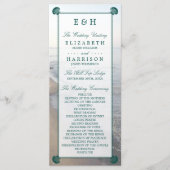 モノグラムエレガント&ティール(緑がかった色)ホタテビーチ結婚式 プログラム (正面)