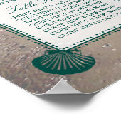 モノグラムエレガント&ティール（緑がかった色）ホタテビーチ結婚式 ポスター (角)