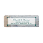 モノグラムエレガント&ティール(緑がかった色)ホタテビーチ結婚式 ラベル (正面)