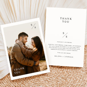 モノグラムエレガント・ボホ結婚の写真 サンキューカード