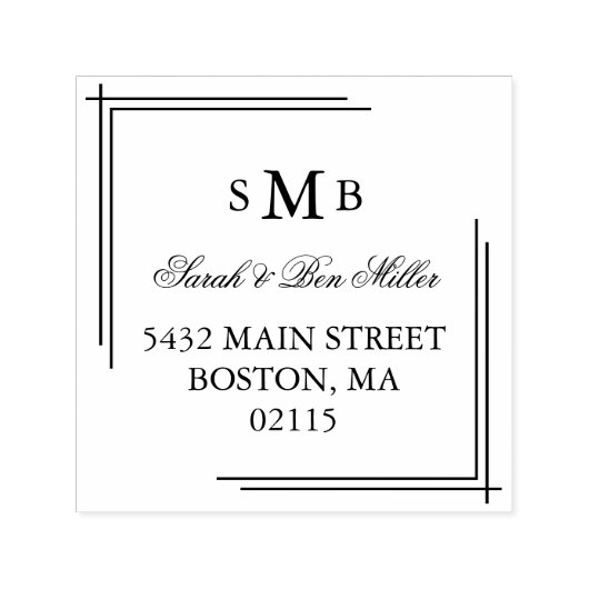 モノグラムエレガント-名前をカスタムするとアドレス セルフインキングスタンプ (デザイン)