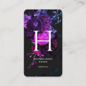 モノグラムエレガントHフローラバラダークパープルブルー 名刺 (正面)