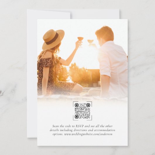 モノグラムエレガントQRコードフォト結婚式招待状 招待状 (裏面)
