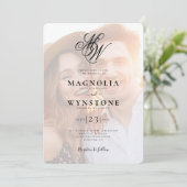 モノグラムエレガントQRコード写真結婚の 招待状 (スタンド正面)