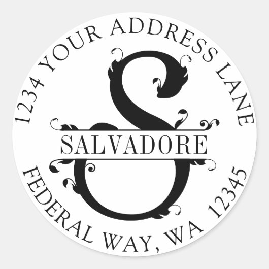 モノグラムエレガントS円形封筒用シール ラウンドシール (正面)