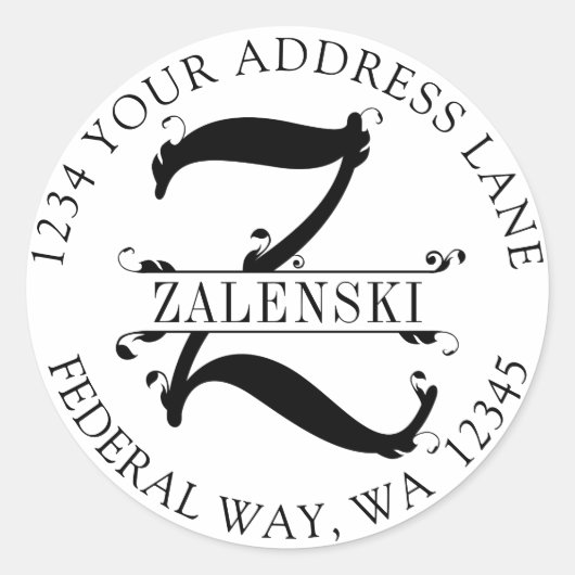 モノグラムエレガントZ円形封筒用シール ラウンドシール (正面)