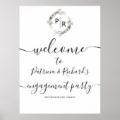 モノグラムエンゲージメントパーティーウェルカムサイン ポスター (正面)