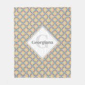 モノグラムエーゲの夏のオレンジとレモンのファン フリースブランケット (正面)