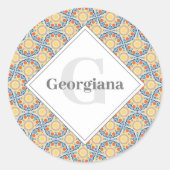 モノグラムエーゲの夏のオレンジとレモンのファン ラウンドシール (正面)