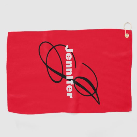 モノグラムオアネームイニシャルモダンプレインミニマリスト ゴルフタオル (横)