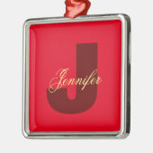 モノグラムオアネームイニシャルモダンプレインミニマリスト メタルオーナメント (左)