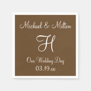モノグラムオッターブラウンクラスモノクロナプキン スタンダードカクテルナプキン