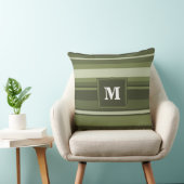 モノグラムオリーブストライプグリーン クッション (椅子)