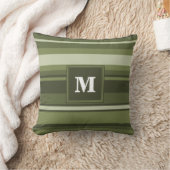 モノグラムオリーブストライプグリーン クッション (ブランケット)