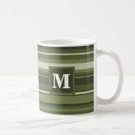 モノグラムオリーブストライプグリーン コーヒーマグカップ