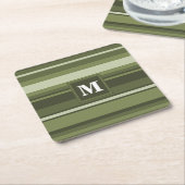 モノグラムオリーブストライプグリーン スクエアペーパーコースター (アングル)