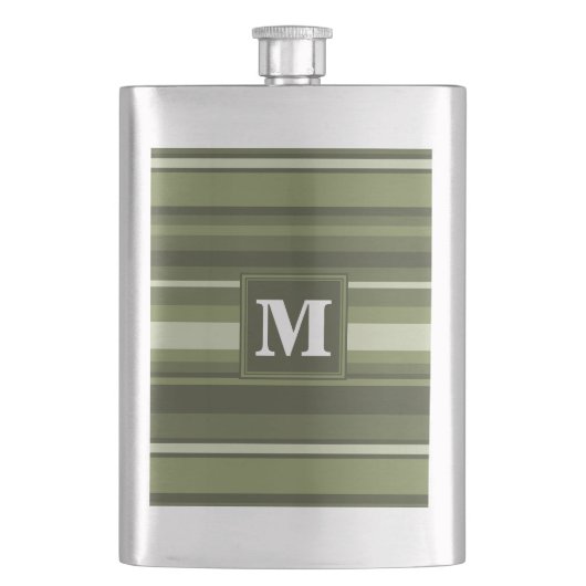 モノグラムオリーブストライプグリーン フラスク (正面)
