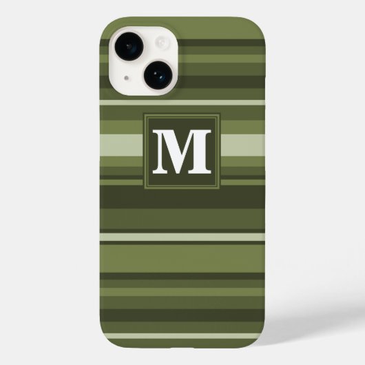 モノグラムオリーブストライプグリーン Case-Mate iPhoneケース (裏面)