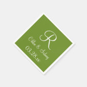 モノグラムオリーブ柄デザイナーカラーナプキンズ スタンダードカクテルナプキン (角)