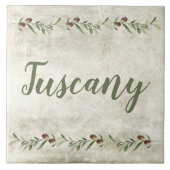 モノグラムオリーブ素朴ガーランドグリーントスカーナ タイル (正面)