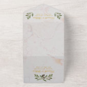 モノグラムオリーブ結婚ブランチエレガントのフェイク金ゴールド オールインワン招待状 (外側)
