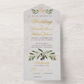 モノグラムオリーブ結婚ブランチエレガントのフェイク金ゴールド オールインワン招待状 (内側)