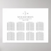 モノグラムオリーブ結婚リーフの8テーブル座席表 ポスター (正面)