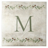 モノグラムオリーブ&ブランチ素朴ズ タイル (正面)
