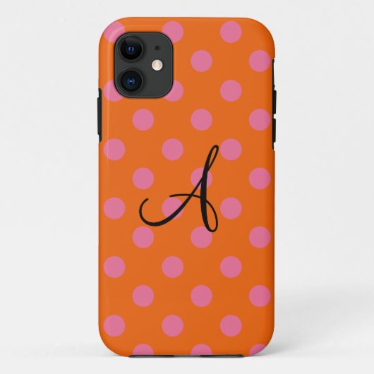 モノグラムオレンジとピンクの水玉模様 Case-Mate iPhoneケース (裏面)