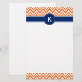 モノグラムオレンジジグザグパターン 便箋 (正面/裏面)