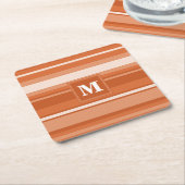 モノグラムオレンジストライプ色 スクエアペーパーコースター (アングル)