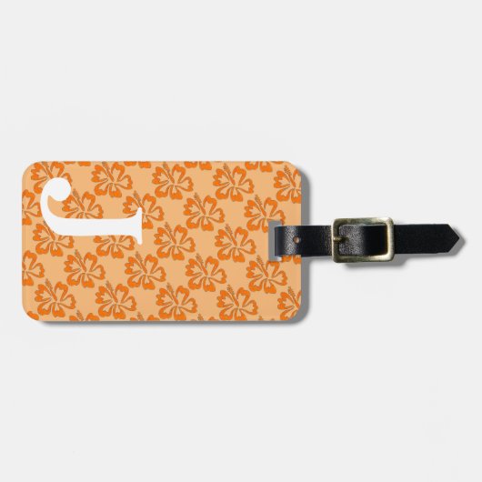 モノグラムオレンジハイビスカスフラワーフローラハワイアン ラゲッジタグ (正面横)