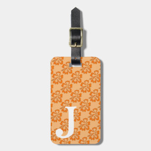 モノグラムオレンジハイビスカスフラワーフローラハワイアン ラゲッジタグ