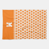 モノグラムオレンジピックボール模様 キッチンタオル (横)