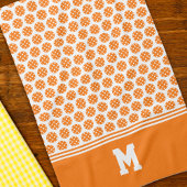 モノグラムオレンジピックボール模様 キッチンタオル
