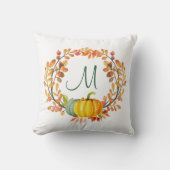 モノグラムオレンジプレイドタータンチェック秋カボチャフローラ クッション (正面)