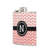 モノグラムオレンジホワイトシェブロンはっきりしたパターモダンン フラスク (左)