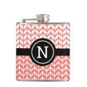 モノグラムオレンジホワイトシェブロンはっきりしたパターモダンン フラスク (正面)