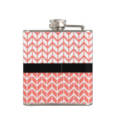 モノグラムオレンジホワイトシェブロンはっきりしたパターモダンン フラスク (裏面)