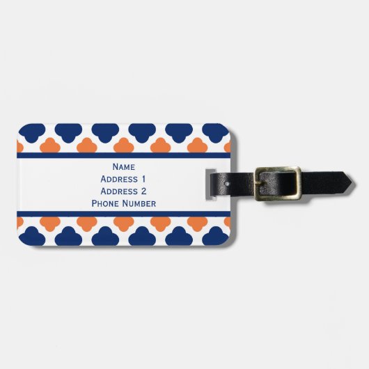 モノグラムオレンジ王室のとブルークローバー ラゲッジタグ (正面横)