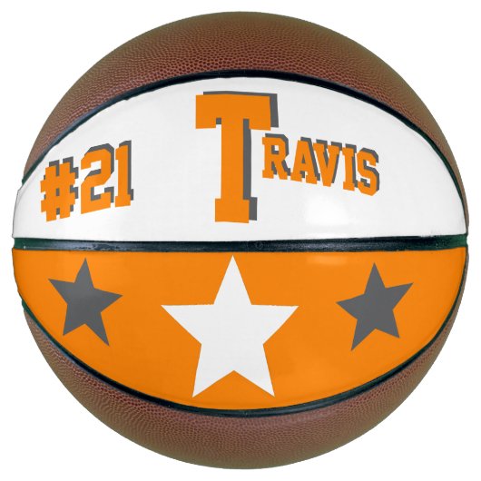 モノグラムオレンジ、グレーと白 バスケットボール (正面)