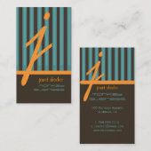 モノグラムオレンジ/ティール(緑がかった色)/チョコレーストライプト 名刺 (正面/裏面)