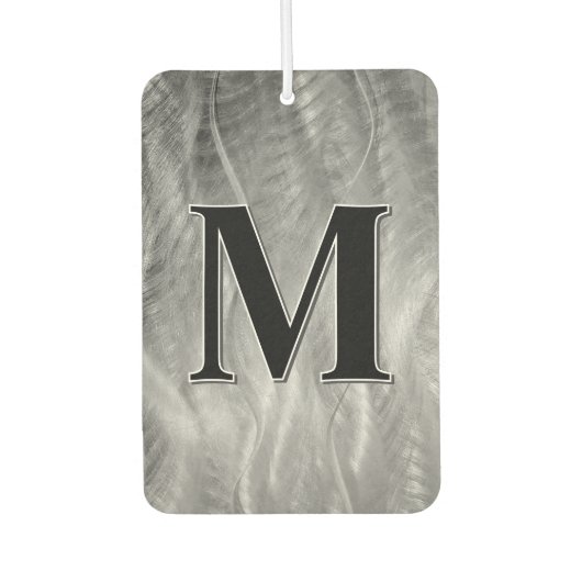 モノグラムオンシルバーブラシ付き抽象芸術メタル カーエアーフレッシュナー (正面)