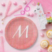 モノグラムオンジンガ赤と白ムデザイン ペーパープレート (パーティー)