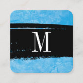 モノグラムオンブルー表グランジ情表現 スクエア名刺 (正面)