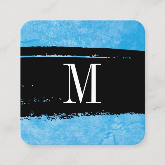 モノグラムオンブルー表グランジ情表現 スクエア名刺 (正面)