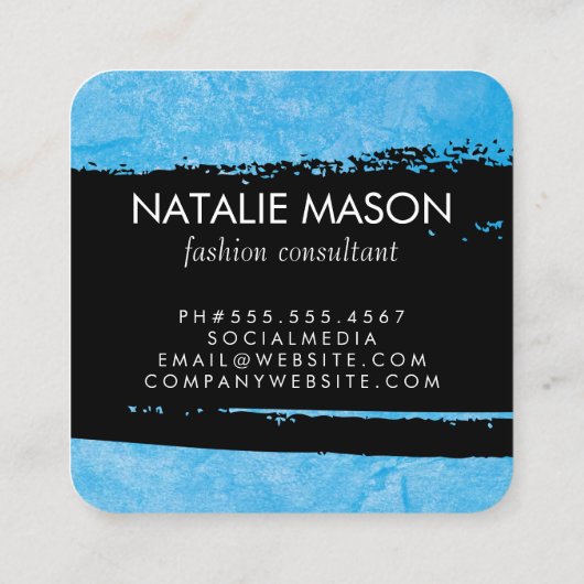 モノグラムオンブルー表グランジ情表現 スクエア名刺 (裏面)